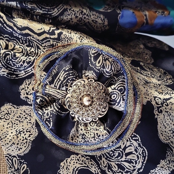 💥host pick❤️VINTAGE 80S VIBE  Satin Abstract floral customade Maxi dress - Picture 4 of 16